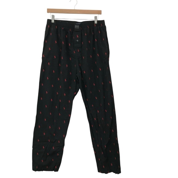 Polo Ralph Lauren Signature Pony Pajama Pants Elastic Red Black Mens Large Logo - Picture 6 of 6